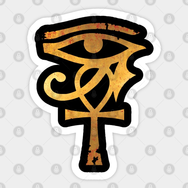 Egyptian Eye Of Horus Ankh Egypt Archaeologist Gold Sticker by tanambos